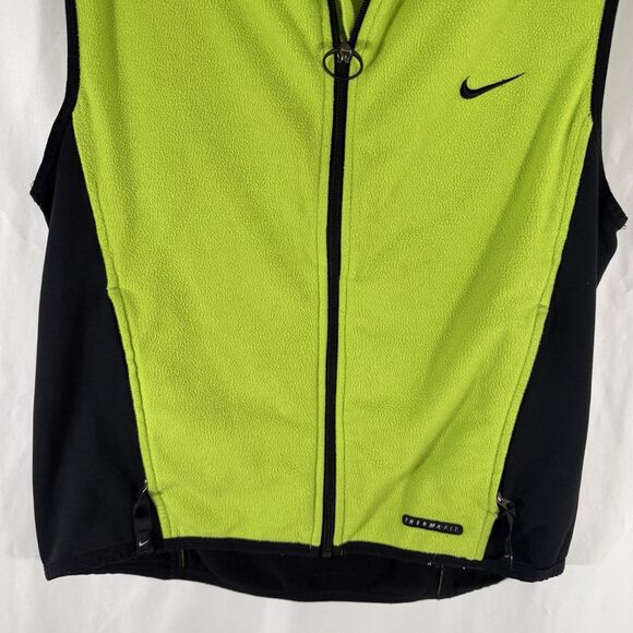 Nike Fleece Vest Women's Large Neon Green Full Zip Therma Fit Zip Pockets - Picture 3 of 13